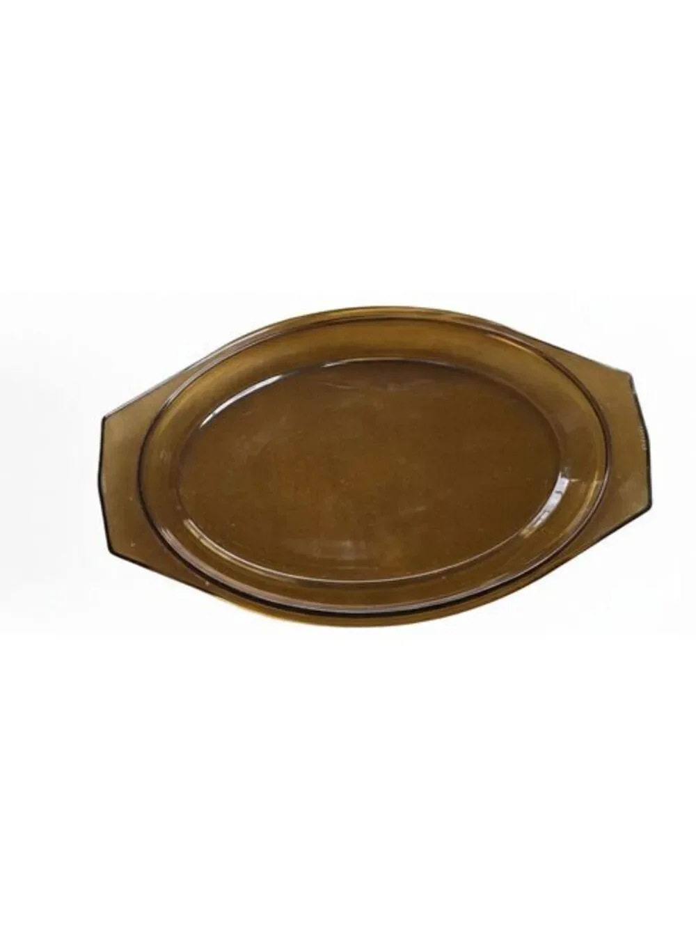 Vintage Arcopal France Amber Glass Oval Casserole Dish & Lid